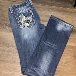 Miss Me Jeans JE5414BZ Boot Cut Embellished BLING Flap Pocket 31x37 Um